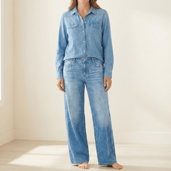 Veluna – Women's Soft Denim-Look Pajama Set