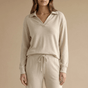 Veluna – Soft V-Neck Lounge Set with Wide Leg Pants