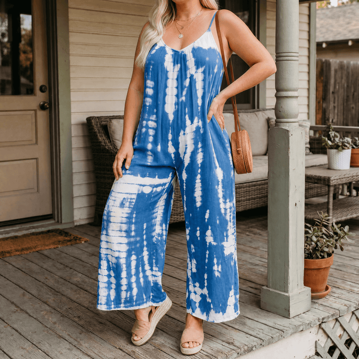 Sevella – Women's Wide-Leg Tie-Dye Jumpsuit Blue