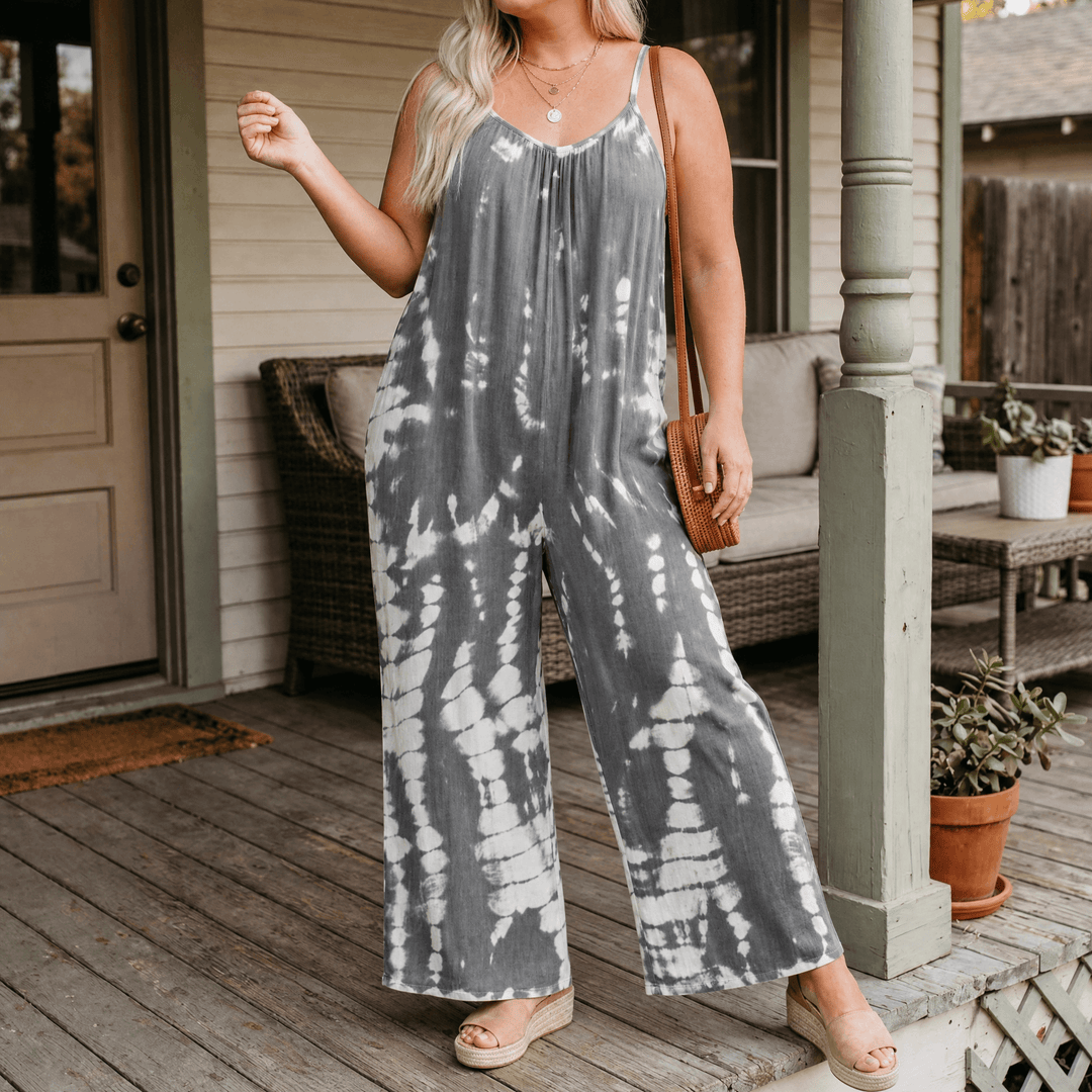 Sevella – Women's Wide-Leg Tie-Dye Jumpsuit Gray