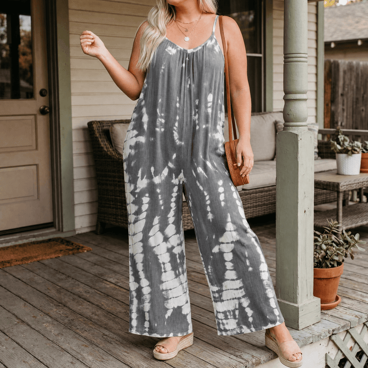 Sevella – Women's Wide-Leg Tie-Dye Jumpsuit Gray