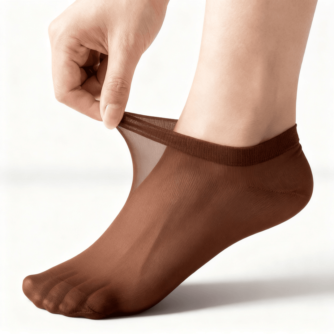 Silkara – Women's Ultra Sheer Non-Slip Invisible Socks Brown