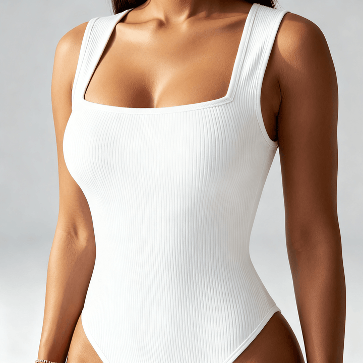 Snatella – Snatched Square Neck Bodysuit for Everyday Layering White / S