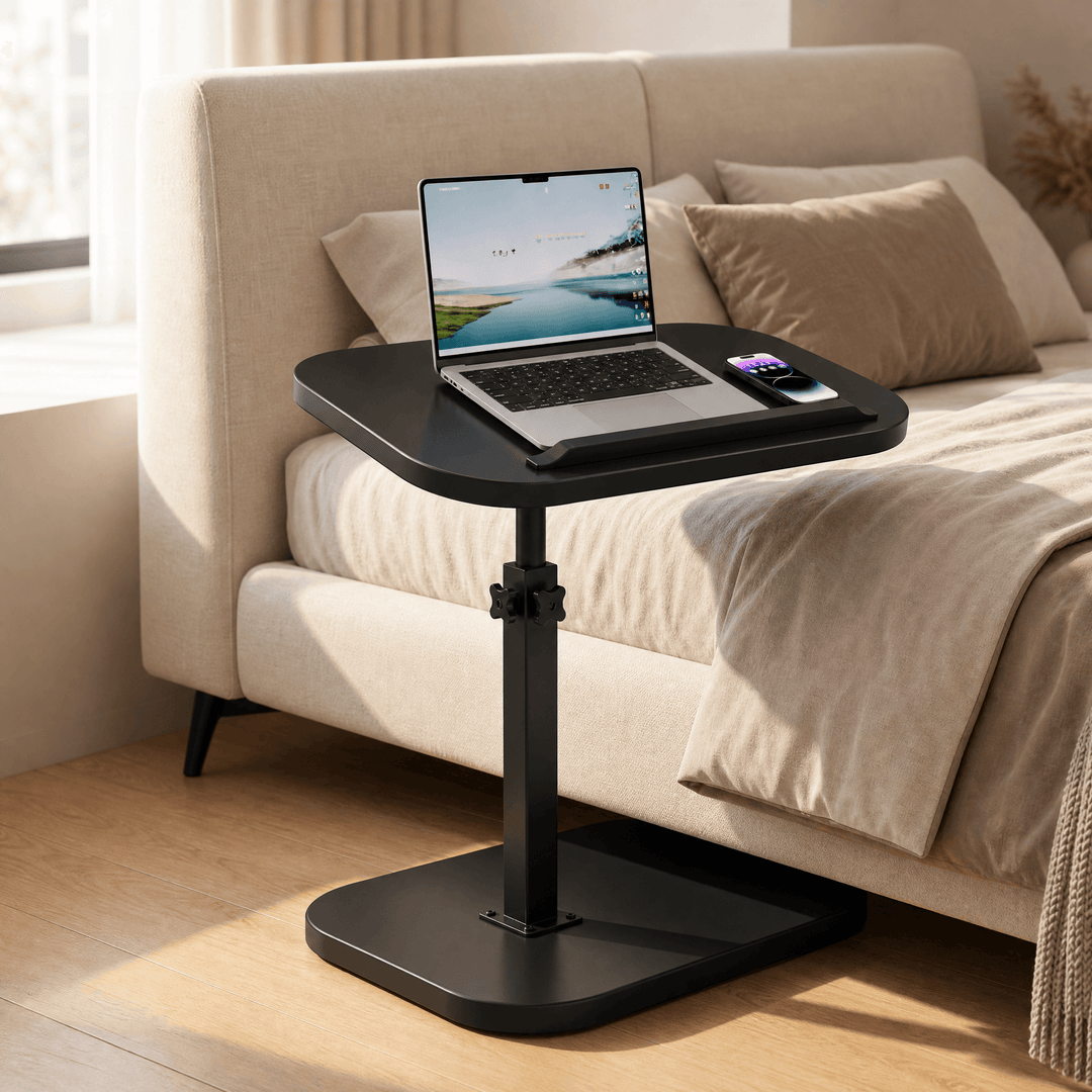 Sofadesk - C-shaped adjustable slide under sofa table All Black