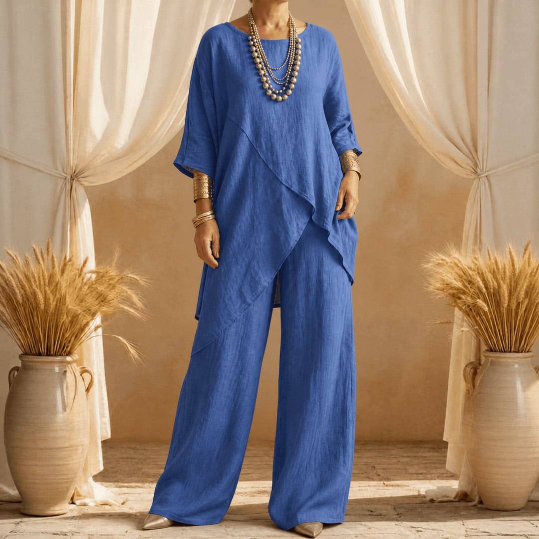 Sofienne – Asymmetrical Two Piece Set for Women Blue / S