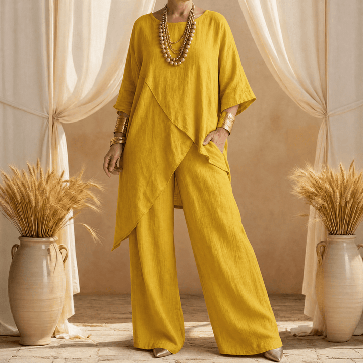 Sofienne – Asymmetrical Two Piece Set for Women Yellow / S