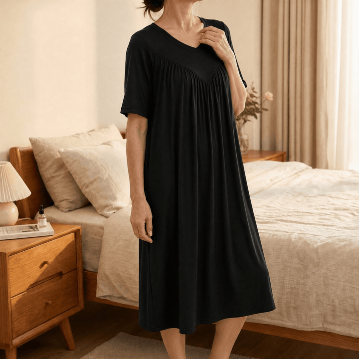 Softveil – Breathable Modal Sleep Dress for Women Black
