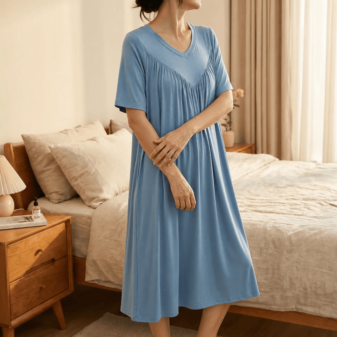 Softveil – Breathable Modal Sleep Dress for Women Blue