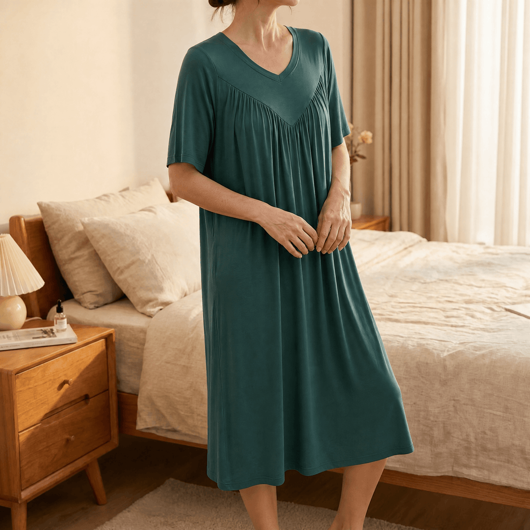 Softveil – Breathable Modal Sleep Dress for Women Dark green