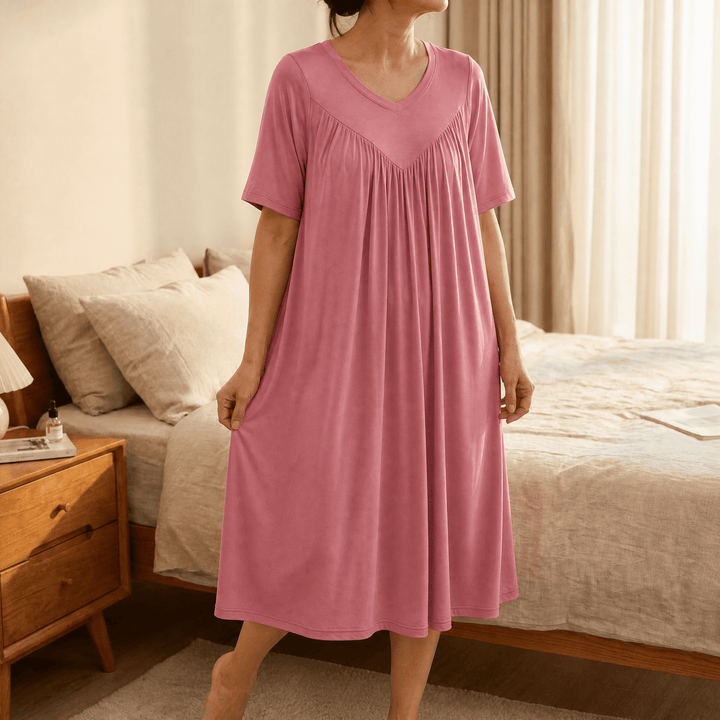 Softveil – Breathable Modal Sleep Dress for Women Pink