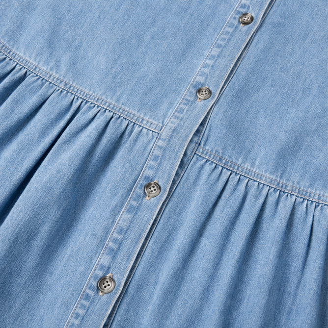 Soléa – Women's Shirt Dress with Pockets, A-Line Midi, Soft Cotton, Button Down