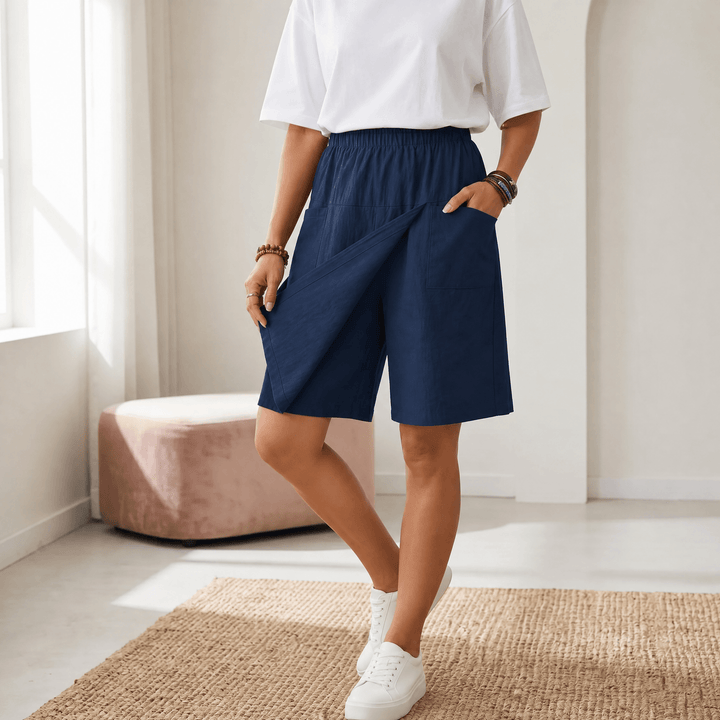 Soléva – Women's Wrap-Front Skort with Hidden Shorts Navy