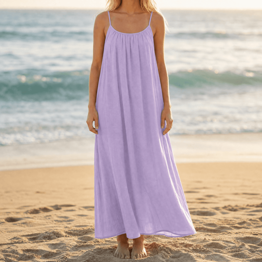 Solara – Backless Flowy Maxi Dress Purple