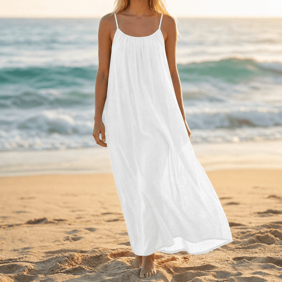 Solara – Backless Flowy Maxi Dress White