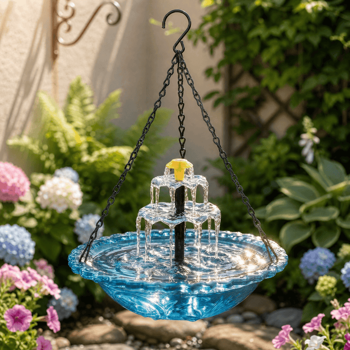 Solara - Solar Cascade Hanging Bird Fountain Blue