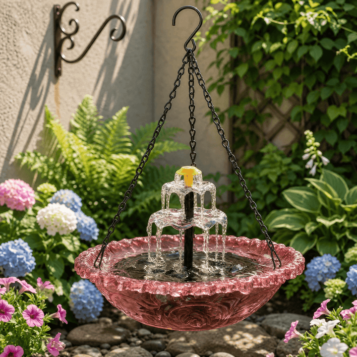 Solara - Solar Cascade Hanging Bird Fountain Pink