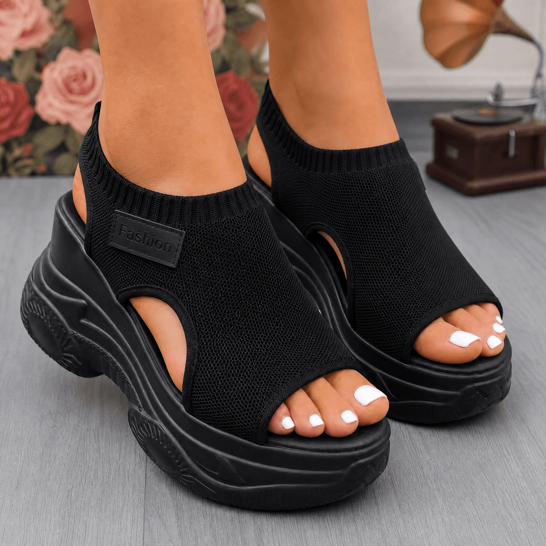 Solavia – Women's Lightweight Summer Wedge Sandals Black / 5