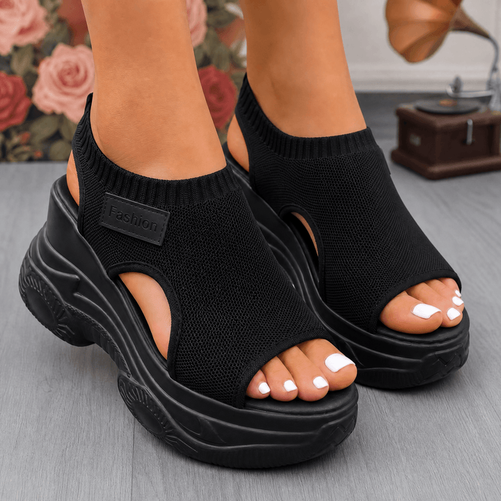Solavia – Women's Lightweight Summer Wedge Sandals Black / 5