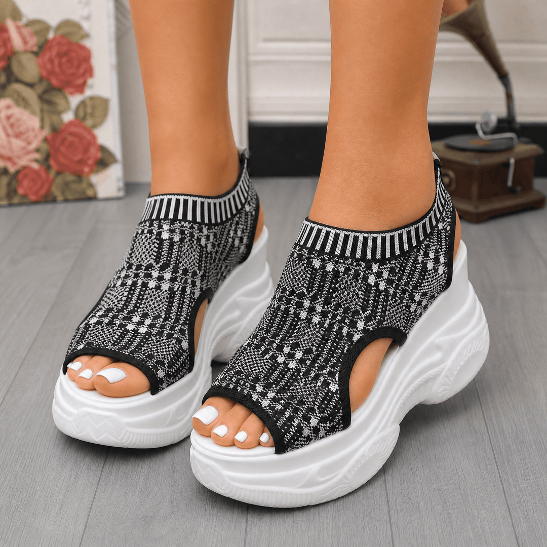 Solavia – Women's Lightweight Summer Wedge Sandals Houndstooth / 5