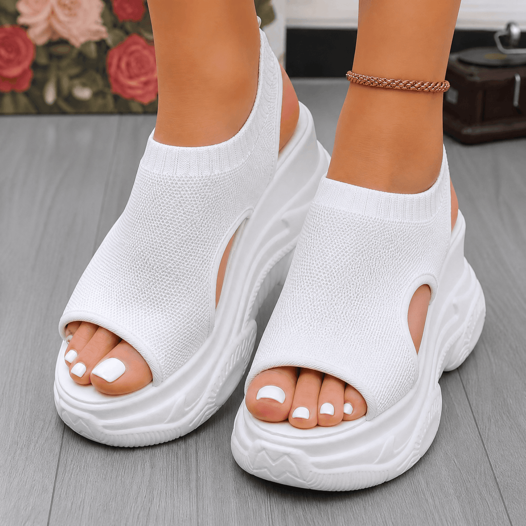 Solavia – Women's Lightweight Summer Wedge Sandals White / 5
