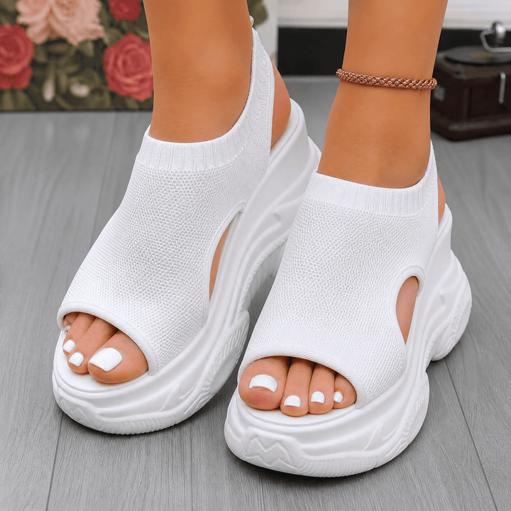 Solavia – Women's Lightweight Summer Wedge Sandals White / 5
