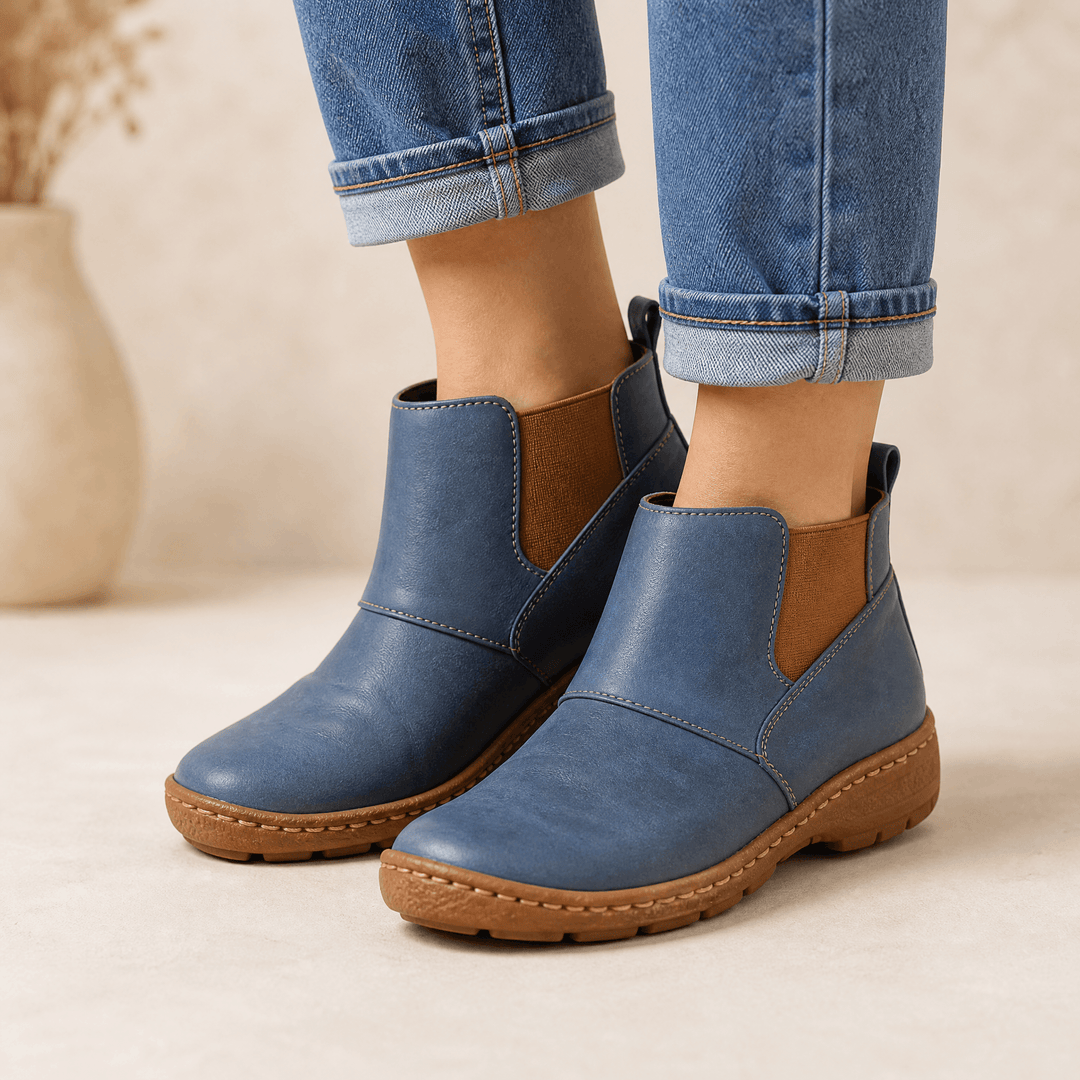 Solena - Women's adjustable ankle boots for sensitive feet Blue / 5