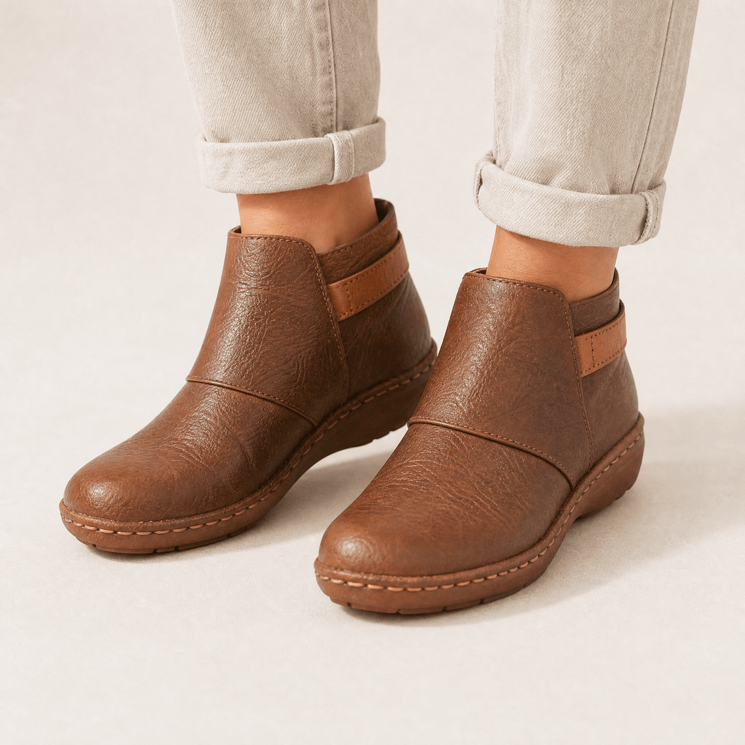 Solena - Women's adjustable ankle boots for sensitive feet Brown / 5