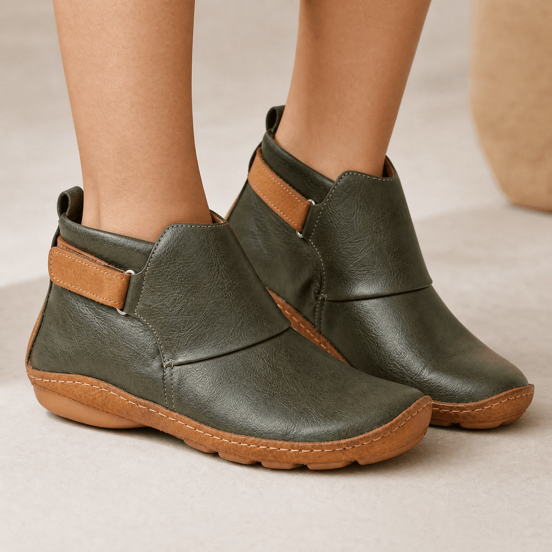 Solena - Women's adjustable ankle boots for sensitive feet Green / 5
