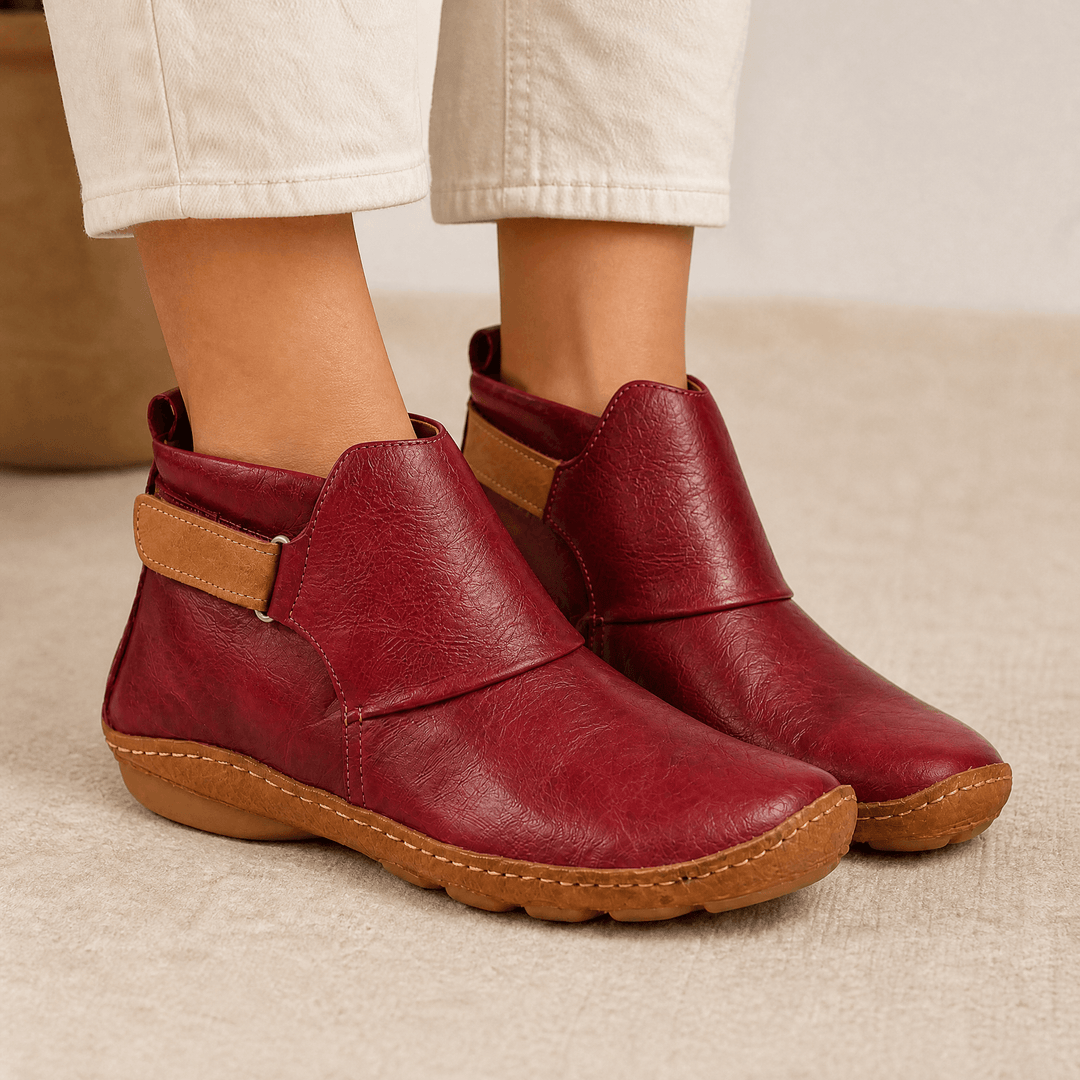 Solena - Women's adjustable ankle boots for sensitive feet Red / 5