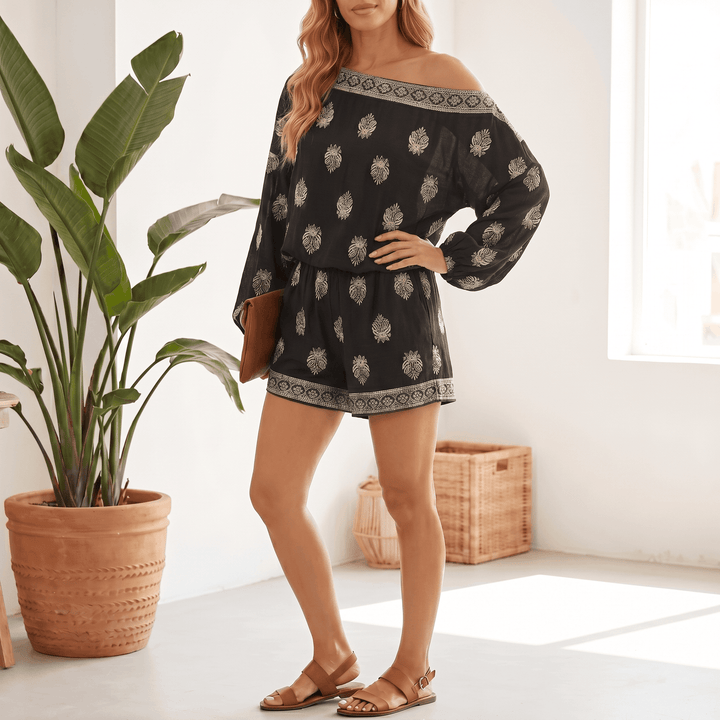 Solenne – Women's Effortless Boho Vacation Set with Pockets Classic Black /