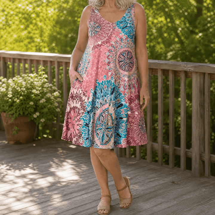 Solenya – Women's Flowy A-Line Sundress Pink