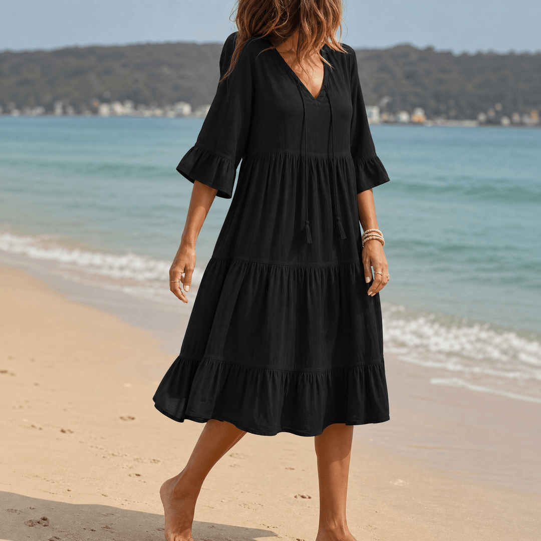 Solera – Women's Breezy V-Neck Cotton Dress black