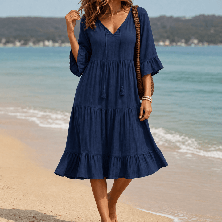 Solera – Women's Breezy V-Neck Cotton Dress navy