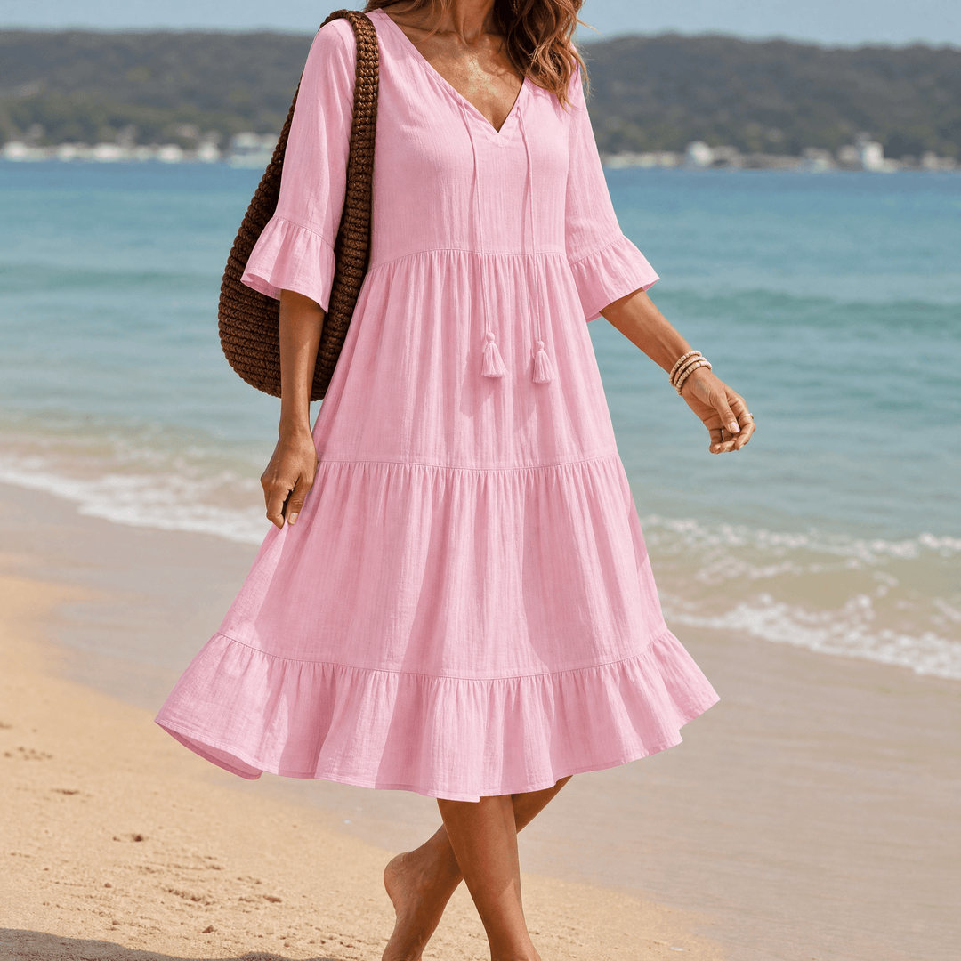 Solera – Women's Breezy V-Neck Cotton Dress soft pink