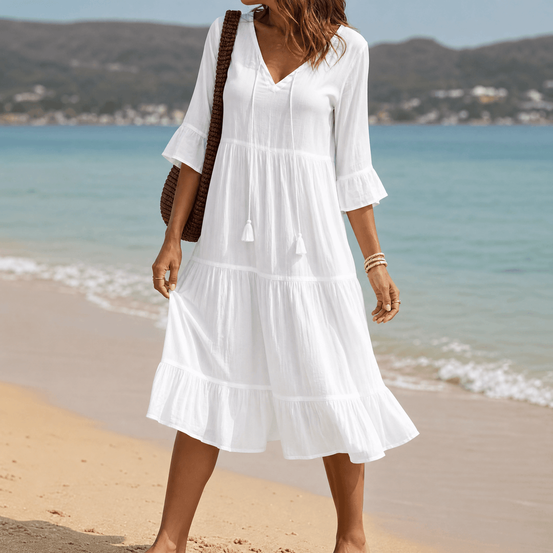 Solera – Women's Breezy V-Neck Cotton Dress white