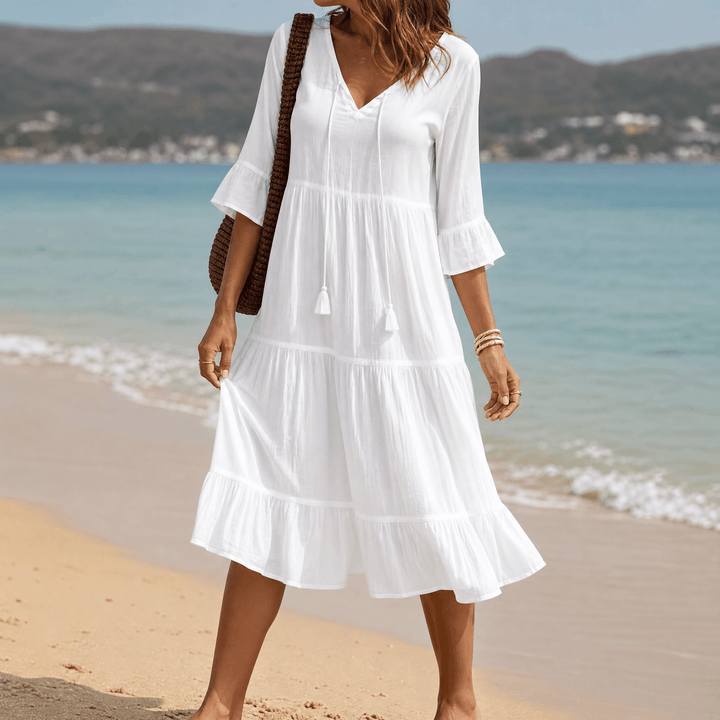 Solera – Women's Breezy V-Neck Cotton Dress white