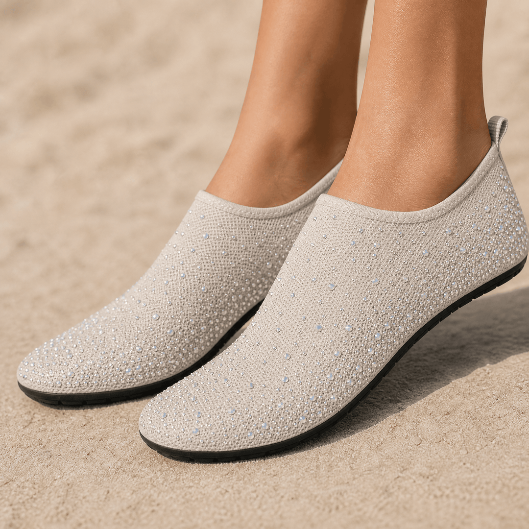 Sparkella – Rhinestone Slip-On Water Shoes Beige / 5