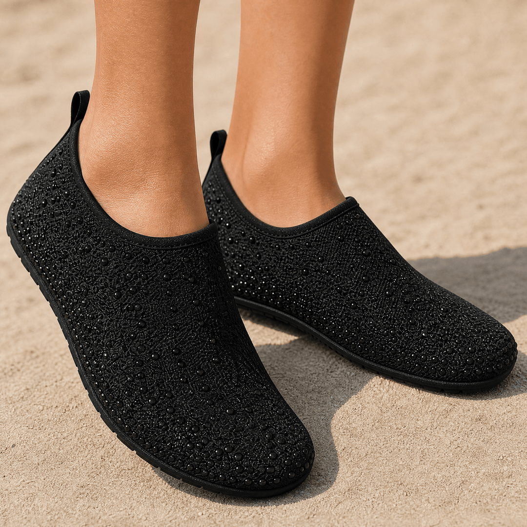 Sparkella – Rhinestone Slip-On Water Shoes Black / 5