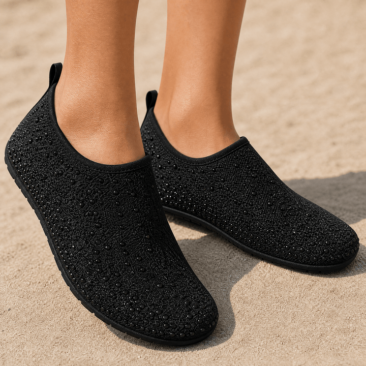 Sparkella – Rhinestone Slip-On Water Shoes Black / 5