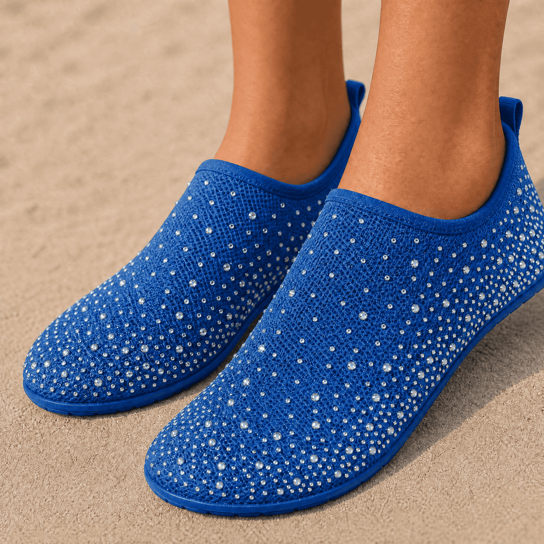 Sparkella – Rhinestone Slip-On Water Shoes Blue