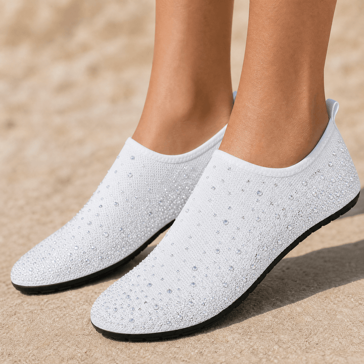 Sparkella – Rhinestone Slip-On Water Shoes White / 5