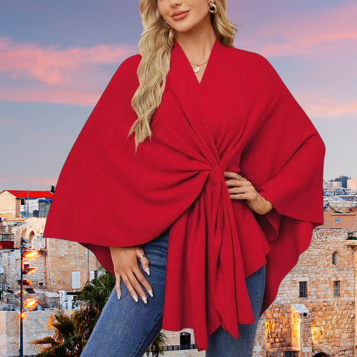 Aurelyn - Women's Crossover Knit Wrap Shawl
