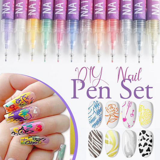 Vernisia™ – 12 Color Nail Art Fine Tip Pen Set