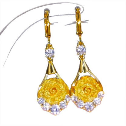 Roselune™ – Gold Rose Drop Earrings (50% Off)