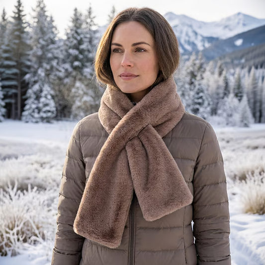 Velancia™ – Soft Faux Fur Scarf with Zip Pocket