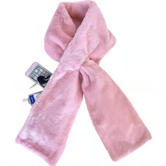 Velancia™ – Soft Faux Fur Scarf with Zip Pocket