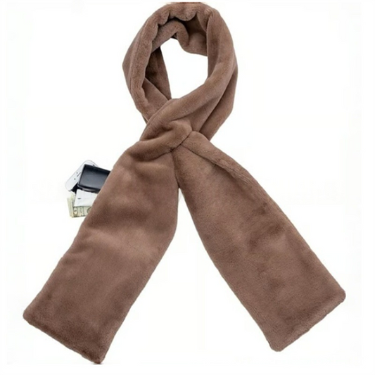 Velancia™ – Soft Faux Fur Scarf with Zip Pocket