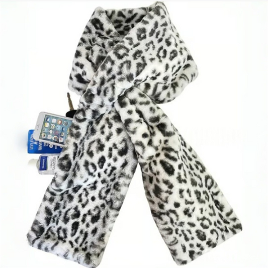 Velancia™ – Soft Faux Fur Scarf with Zip Pocket