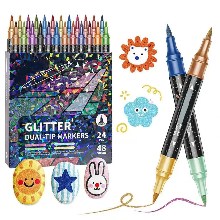 GlimmerDuo – Dual-Tip Glitter Acrylic Paint Markers