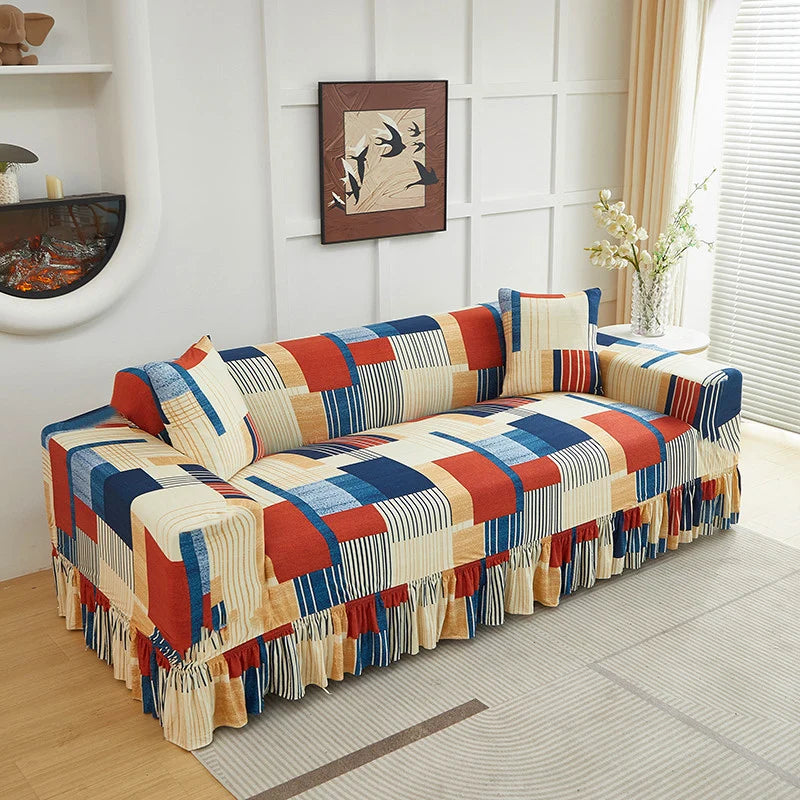 Wrapsody – High-Stretch Ruffled Skirt Sofa Slipcover